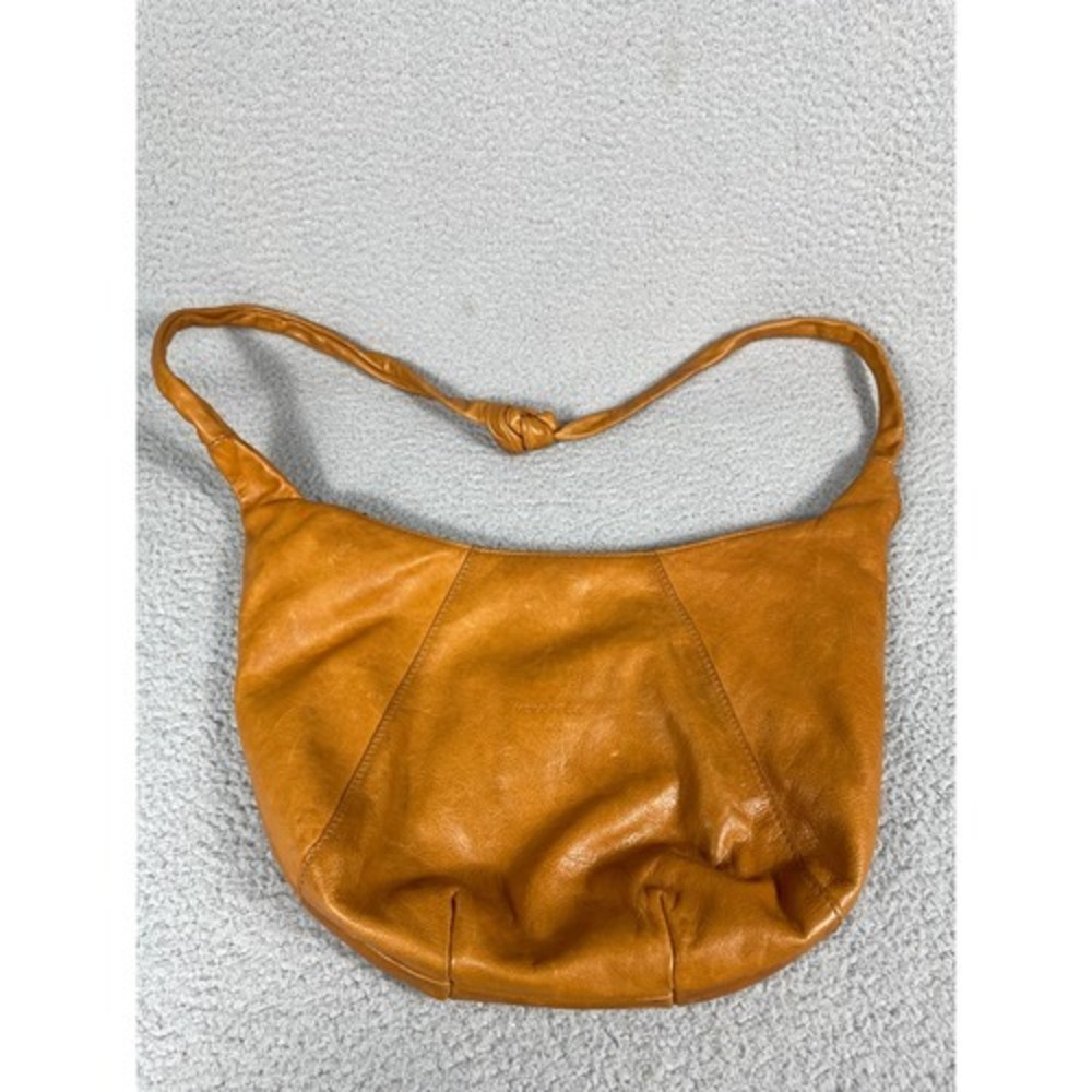 Vera Pelle Made In Italy Brown Knotted Strap Hobo Purse